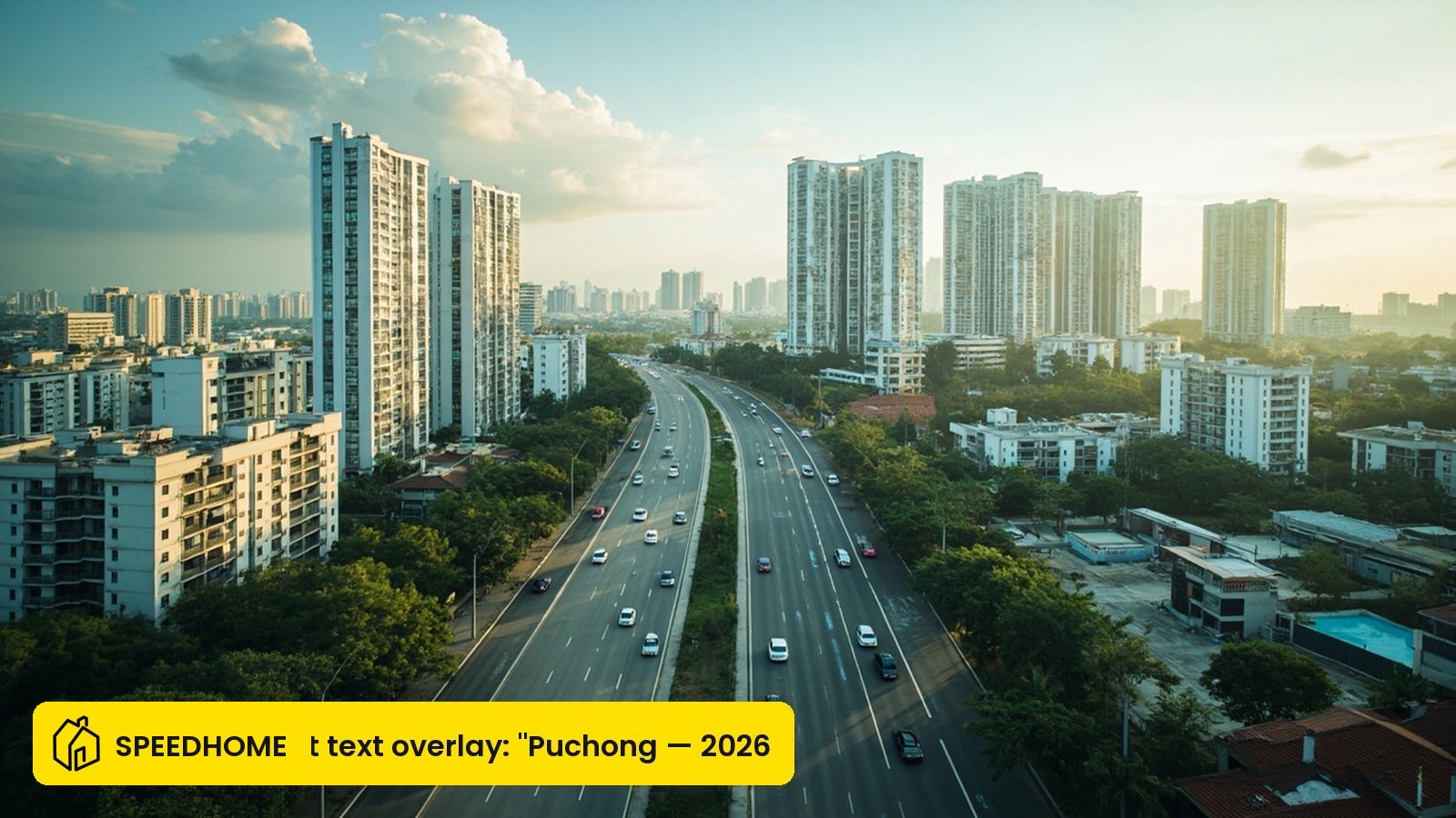 Mid-rise condominiums along a Puchong arterial road in Selangor