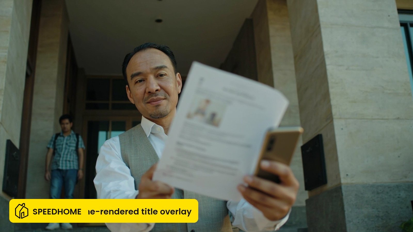 Landlord reviewing a checklist outside a Wangsa Maju apartment building before renting out