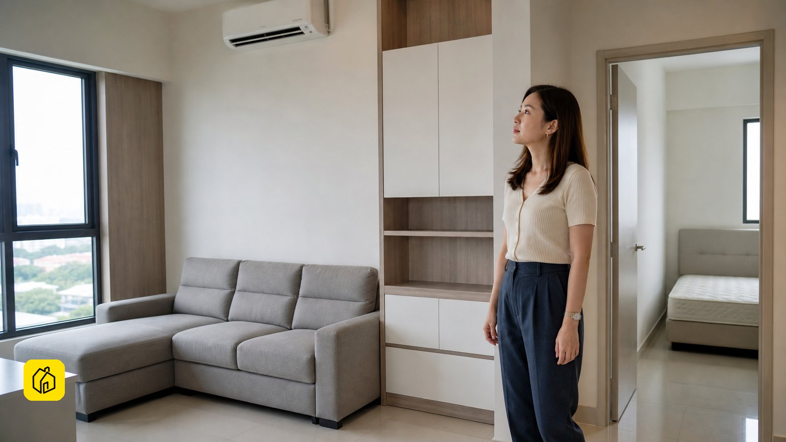 Malaysian landlord checking a compact Cheras apartment layout and handover condition before long-term letting.