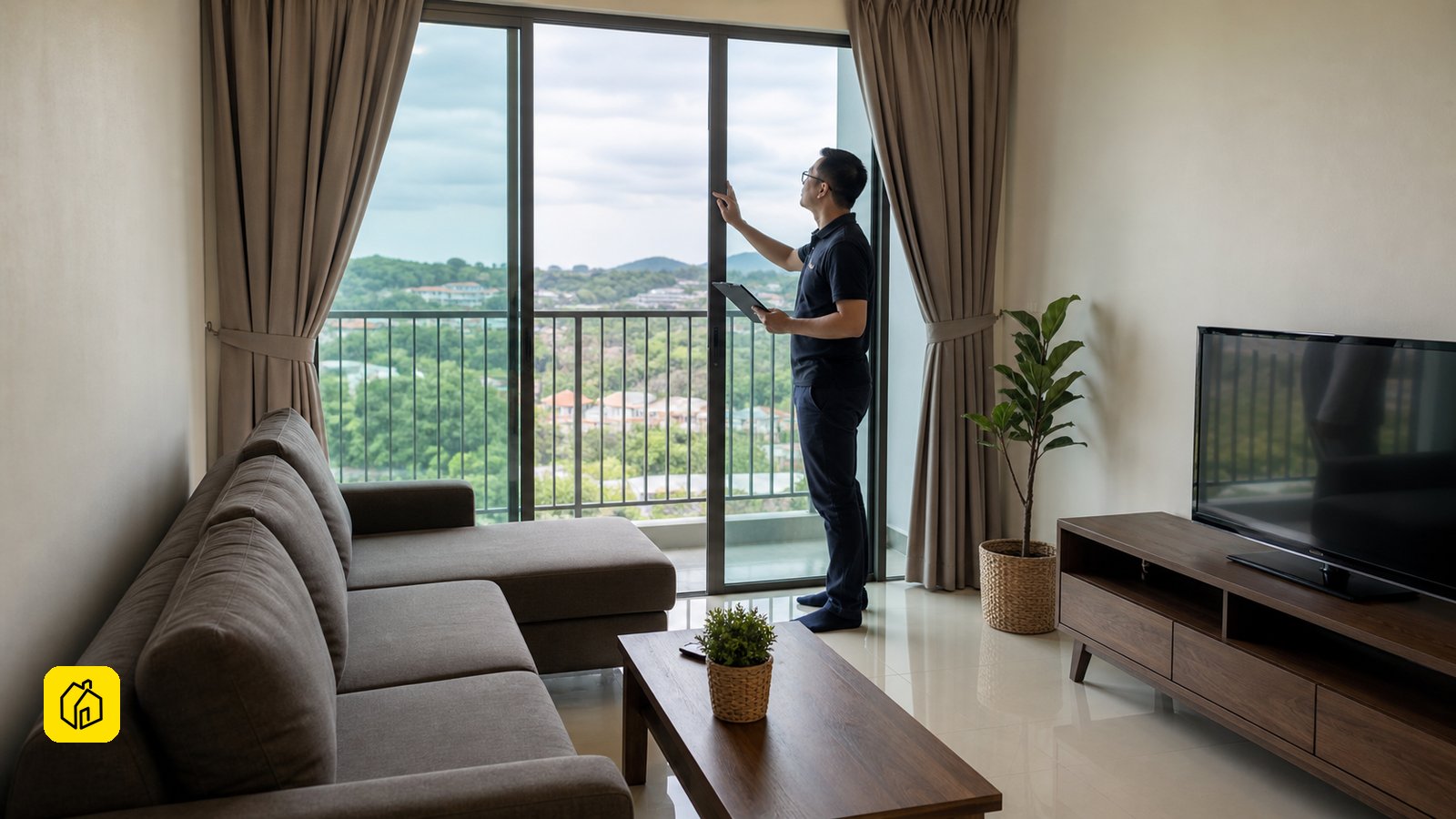 Malaysian landlord reviewing a well-kept whole-unit rental handover.