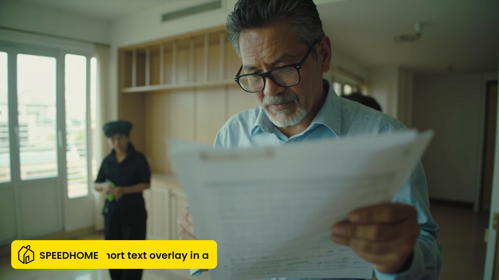 Landlord reviewing a tenant-screening checklist during a property viewing in Malaysia