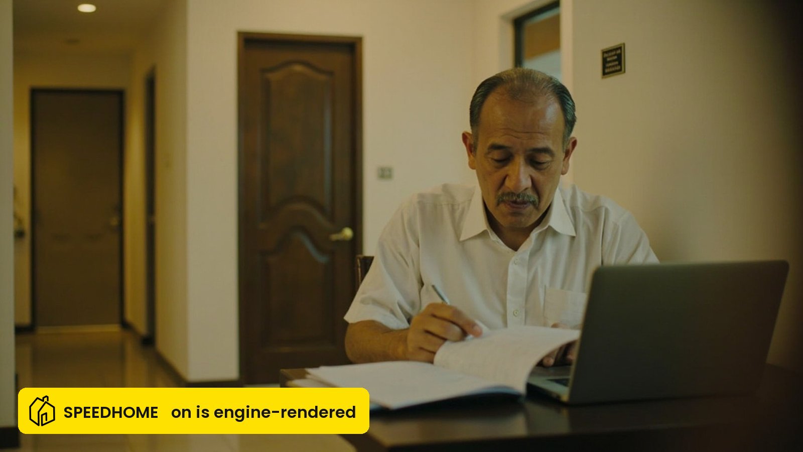 Malaysian condo tenant writing a formal noise complaint letter at their apartment desk — calm and deliberate