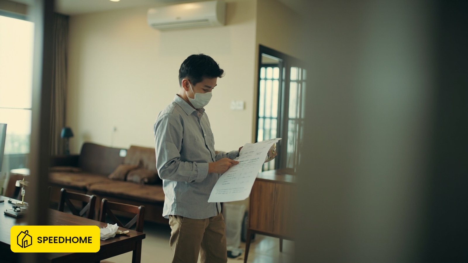 Tenant checking furniture inventory during a Malaysian rental viewing