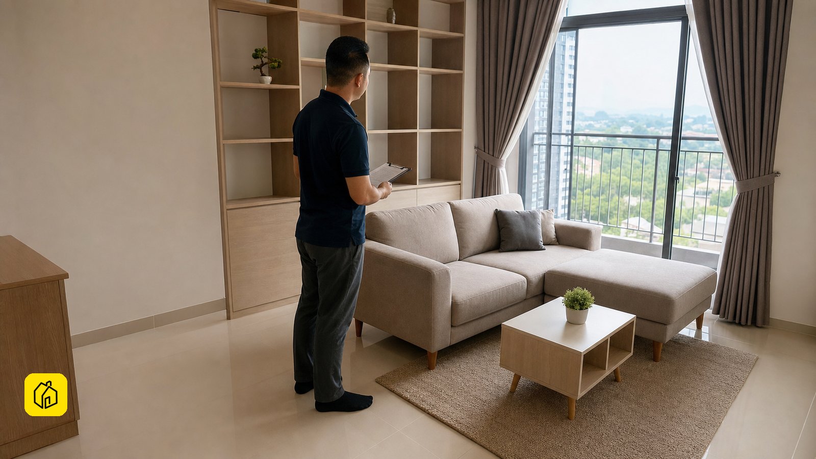 Malaysian landlord reviewing a well-kept whole-unit rental handover.