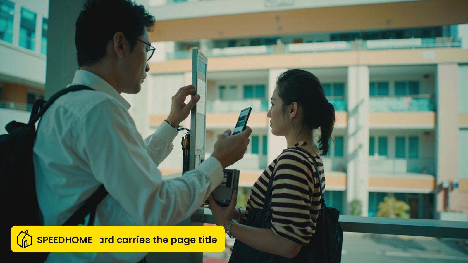 Landlord and tenant at a Malaysian condo access gate after the tenant's access card was restricted over management-fee arrears owed by the owner