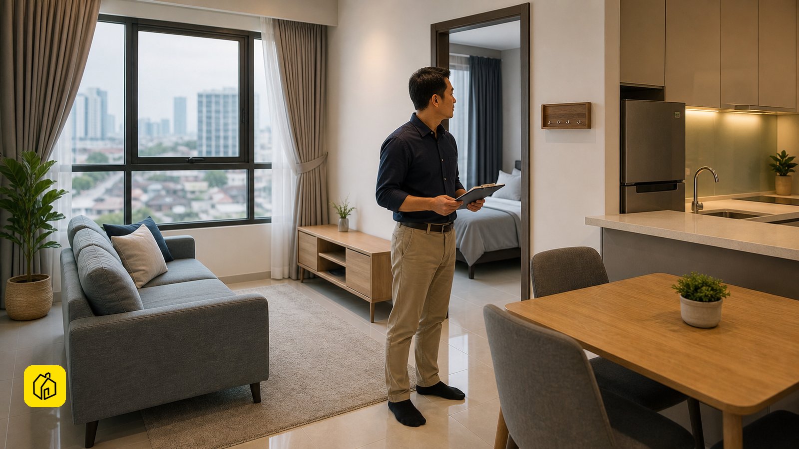 Malaysian owner assessing a compact urban apartment for a compliant long-term tenancy.