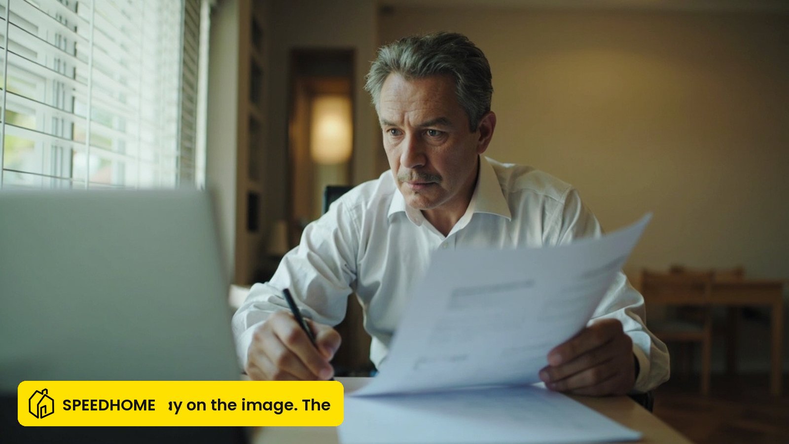 Malaysian landlord reviewing a tenancy renewal agreement at a desk
