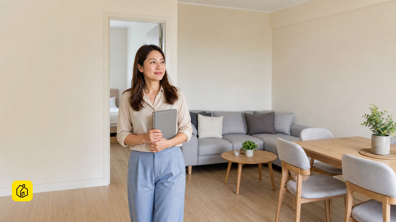 Illustrative Malaysian apartment operator scene for a Q Suite @ Queensville long-term rental decision.
