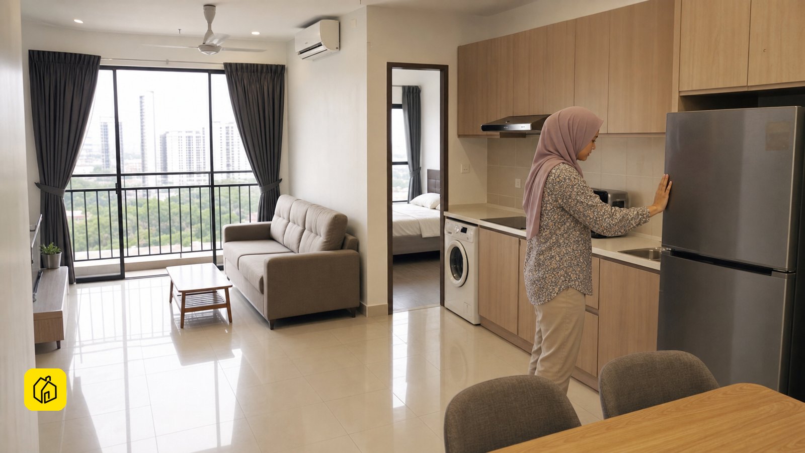Malaysian landlord reviewing a well-kept whole-unit rental handover.
