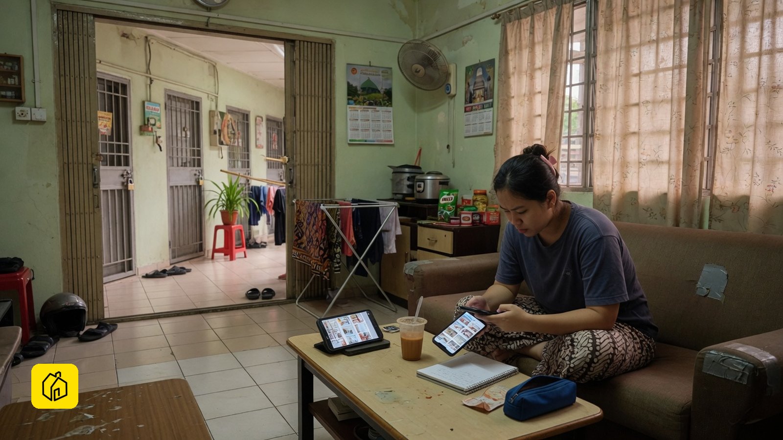Tenant arriving at a mid-rise Shah Alam serviced apartment before renting a room