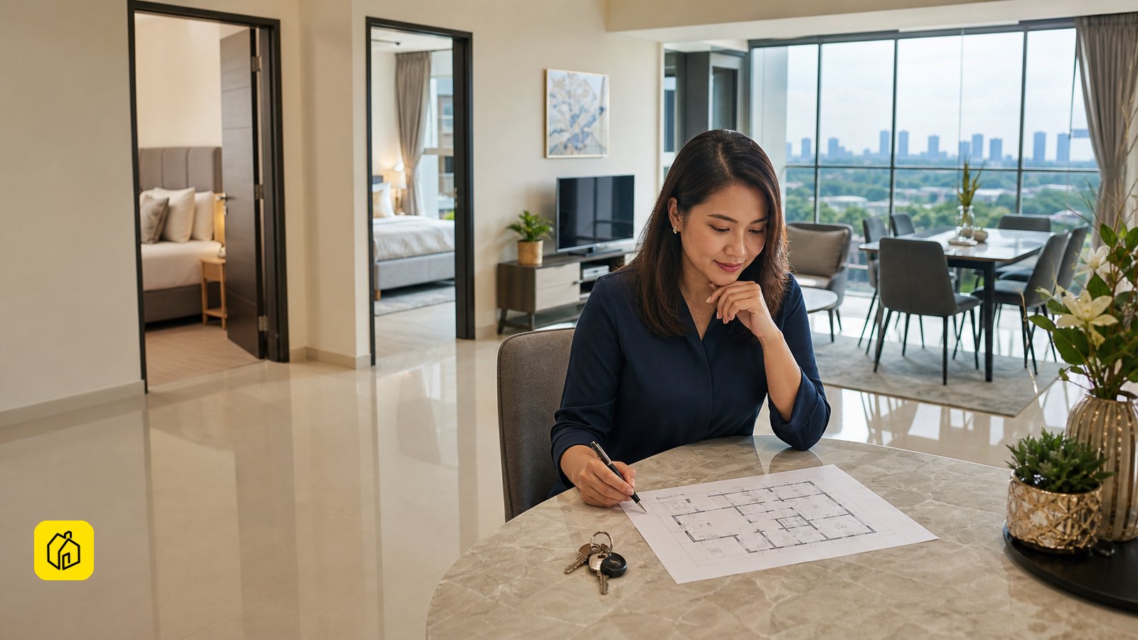 Landlord reviewing an existing apartment layout in Iskandar Puteri, Johor before a long-term rental decision.