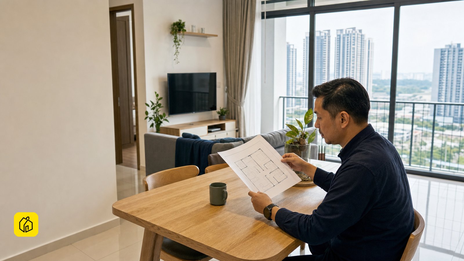 Landlord reviewing an existing apartment layout in Iskandar Puteri, Johor before a long-term rental decision.
