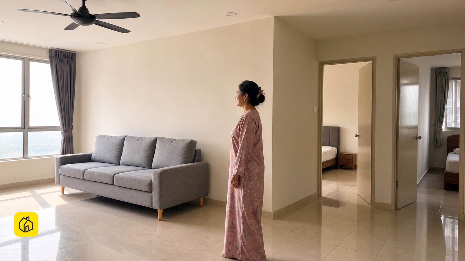 Malaysian landlord assessing a reversible apartment fit-out for long-term rental.