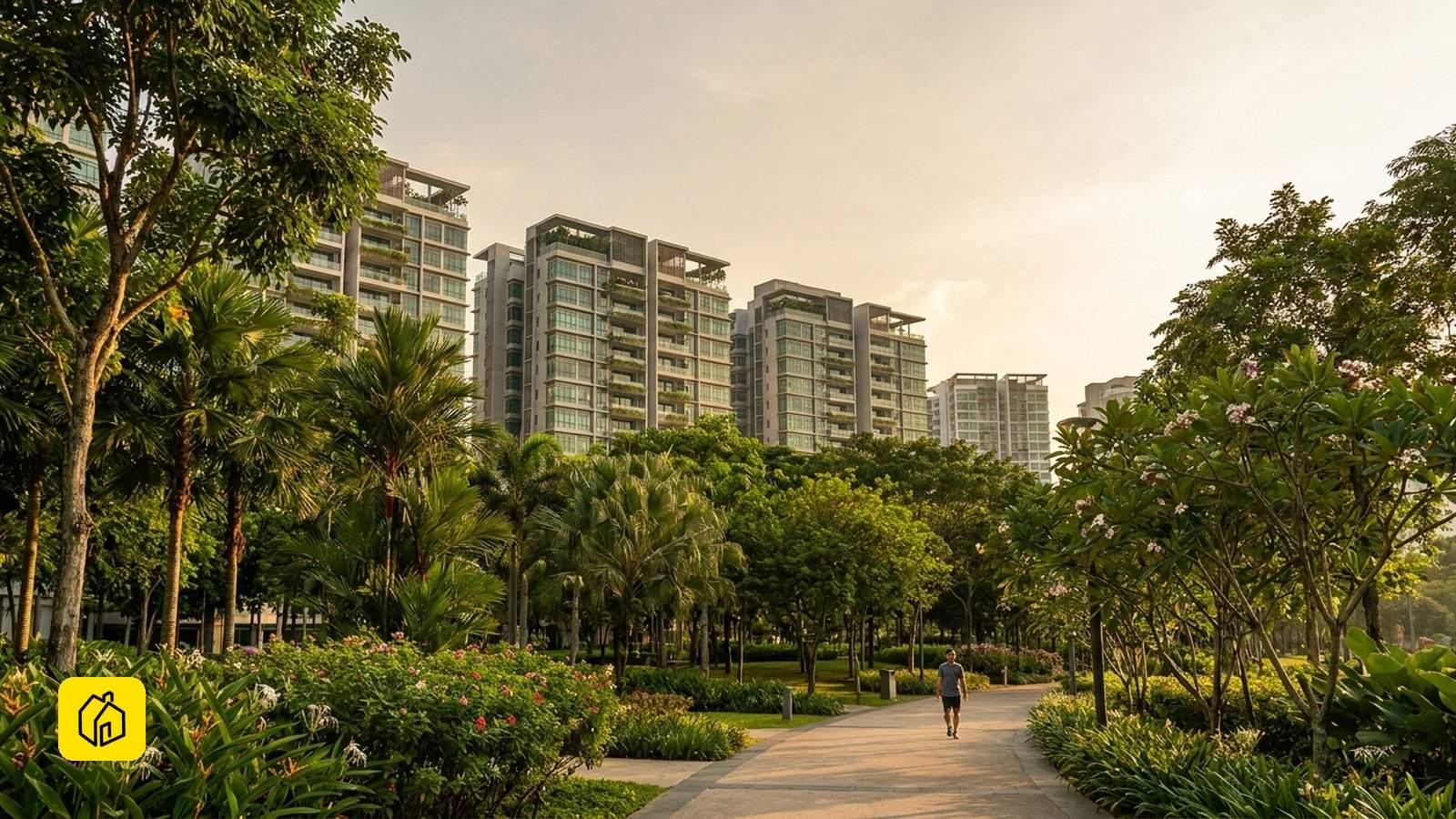 Landscaped urban park and residential towers at Tropicana Metropark, Subang Jaya