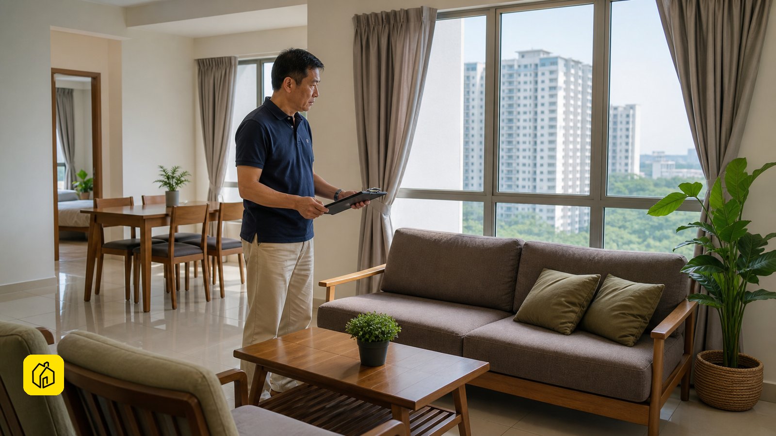 Illustrative Malaysian three-bedroom apartment refreshed for a long-term rental.