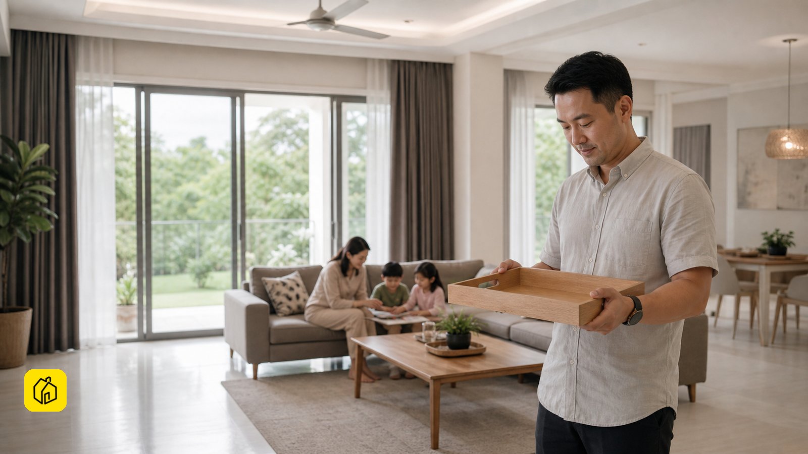 Illustrative Malaysian four-bedroom family apartment under a rental readiness review.
