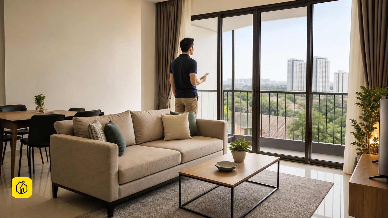 Malaysian landlord reviewing a well-kept whole-unit rental handover.