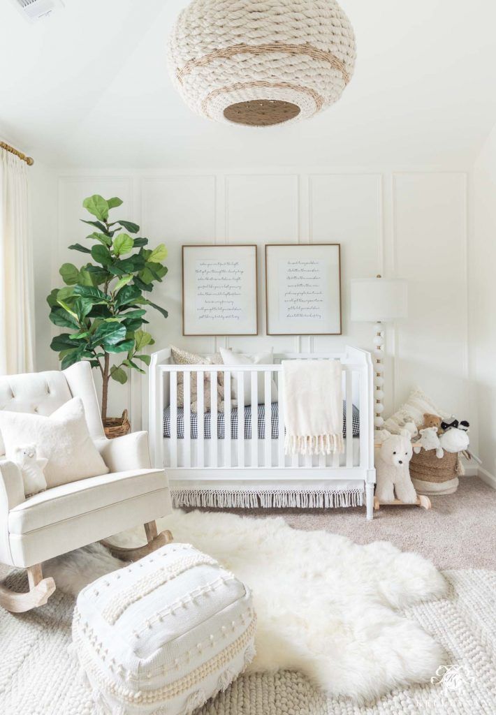 Neutral coloured baby room decor