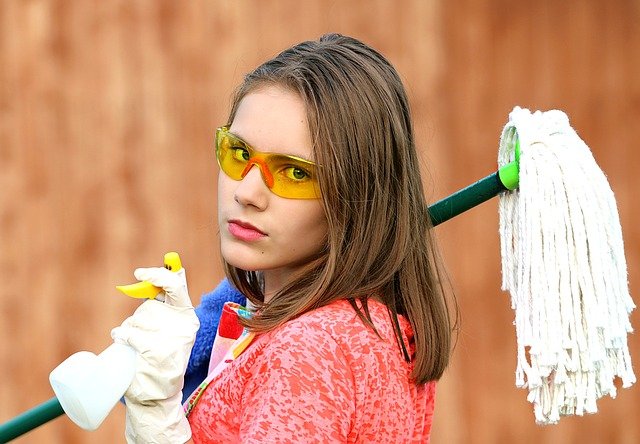 Girl doing chores