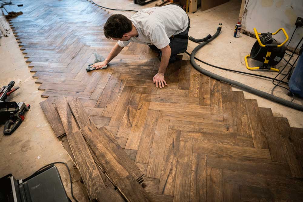 installing a wooden floor 