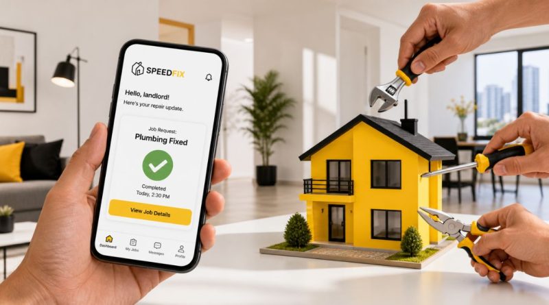 A Malaysian landlord using the SPEEDFIX app to manage property maintenance seamlessly in a modern condominium