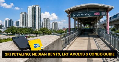 A local transit card and smart accessories resting near the Sri Petaling LRT station entrance walkway, highlighting neighborhood rental connectivity