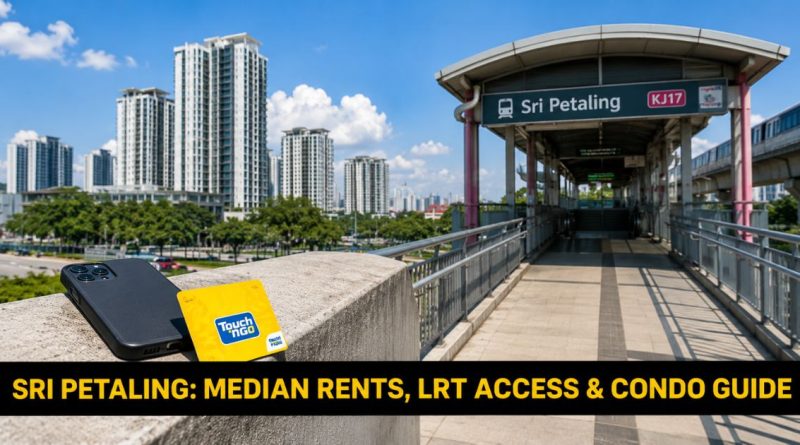 A local transit card and smart accessories resting near the Sri Petaling LRT station entrance walkway, highlighting neighborhood rental connectivity