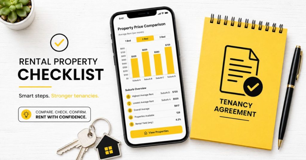 An infographic displaying property market pricing data and tenancy agreement structures for Malaysian rentals - How to Rent Out Your Property in Malaysia