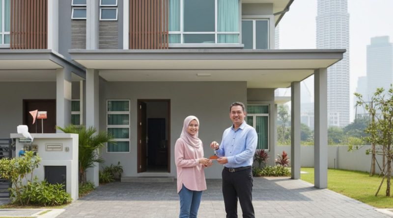 A Malaysian woman is happily receiving house keys from a landlord, securing a zero deposit house rental in Petaling Jaya