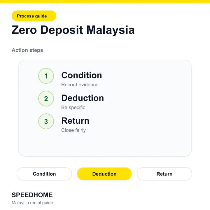 Branded checklist visual for Zero Deposit Malaysia: The Real Math Every Landlord Should Run step-by-step image