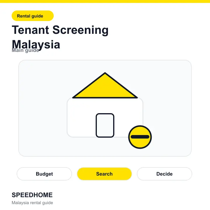 Branded rental guide visual for Tenant Screening Malaysia: Safer Payment-Risk Checks What Landlords Can Actually Do hero image