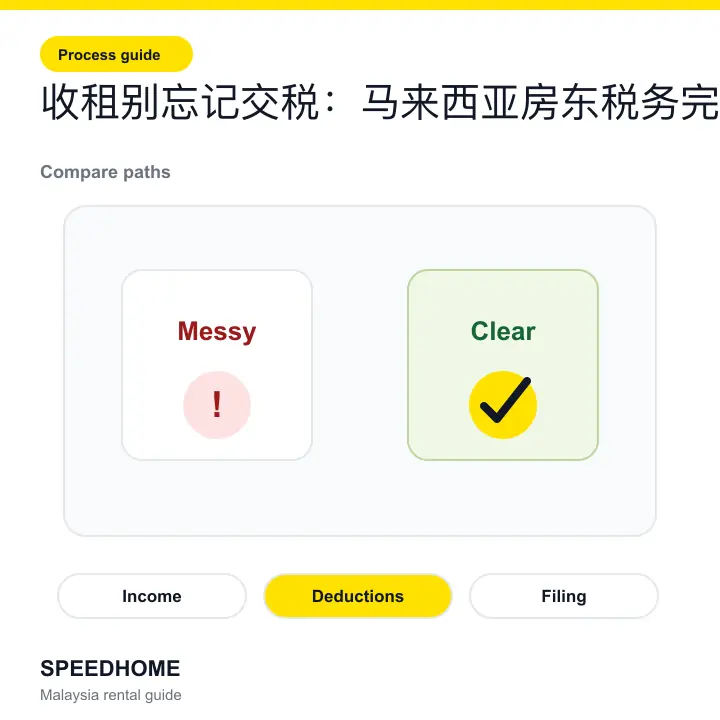 Branded checklist visual for Êî∂ÁßüÂà´ÂøòËÆ∞‰∫§Á®éÔºöÈ©¨Êù•Ë•ø‰∫öÊàø‰∏úÁ®éÂä°ÂÆåÊï¥ÊåáÂçó comparison image