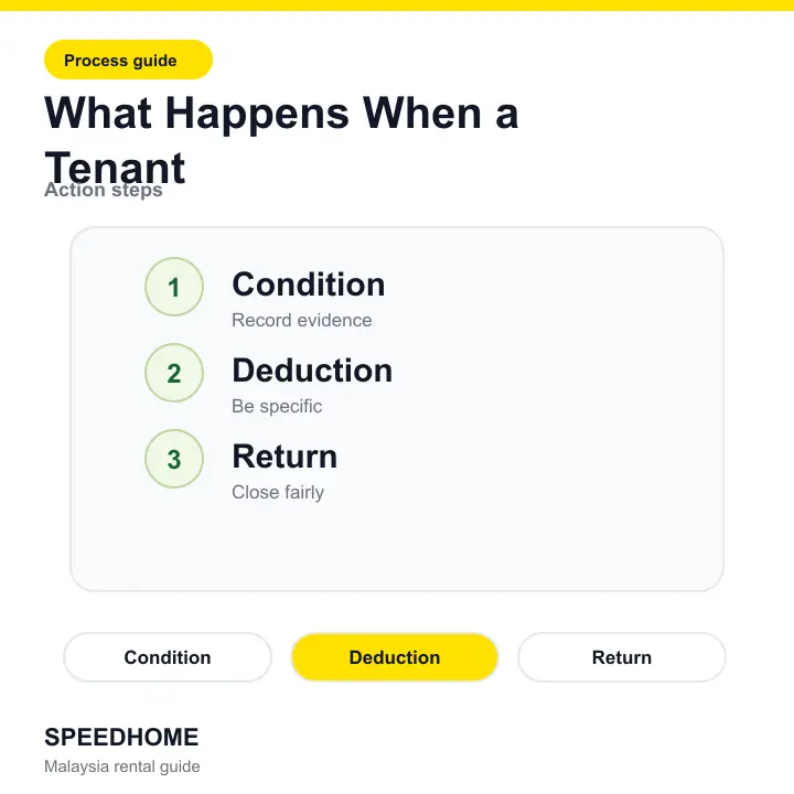 Branded checklist visual for What Happens When a Tenant Damages Your Property in Malaysia step-by-step image