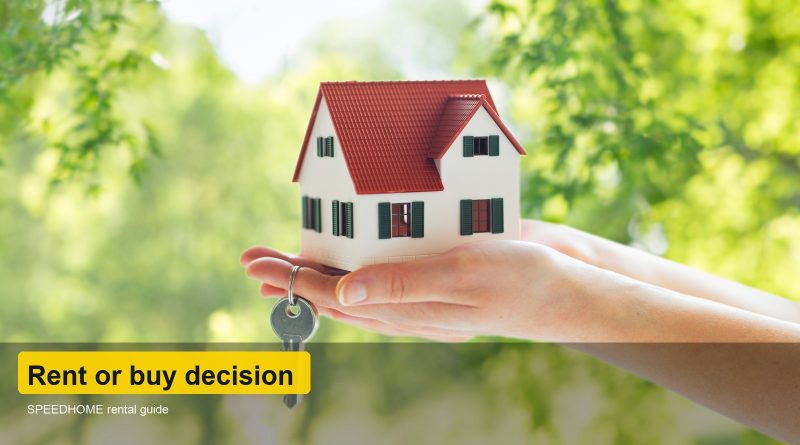 House model and keys for rent or buy decision